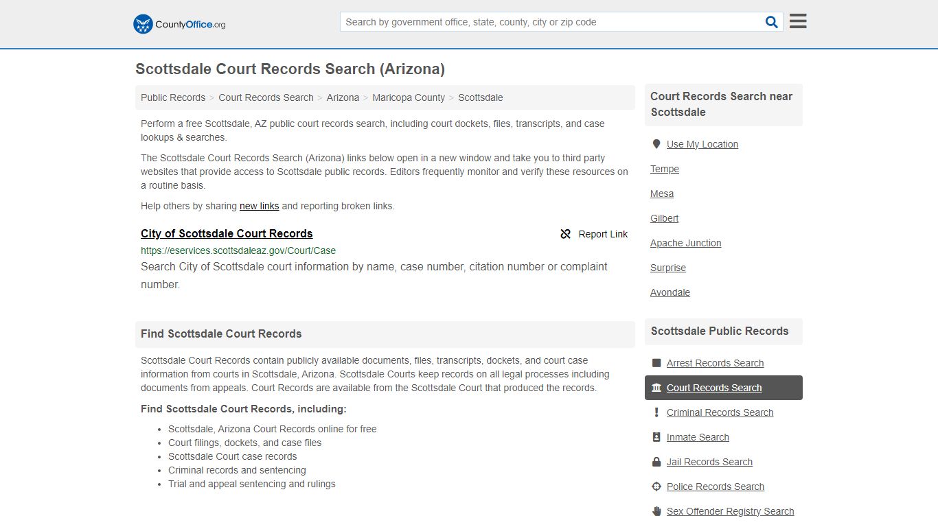 Scottsdale Court Records Search (Arizona) - County Office
