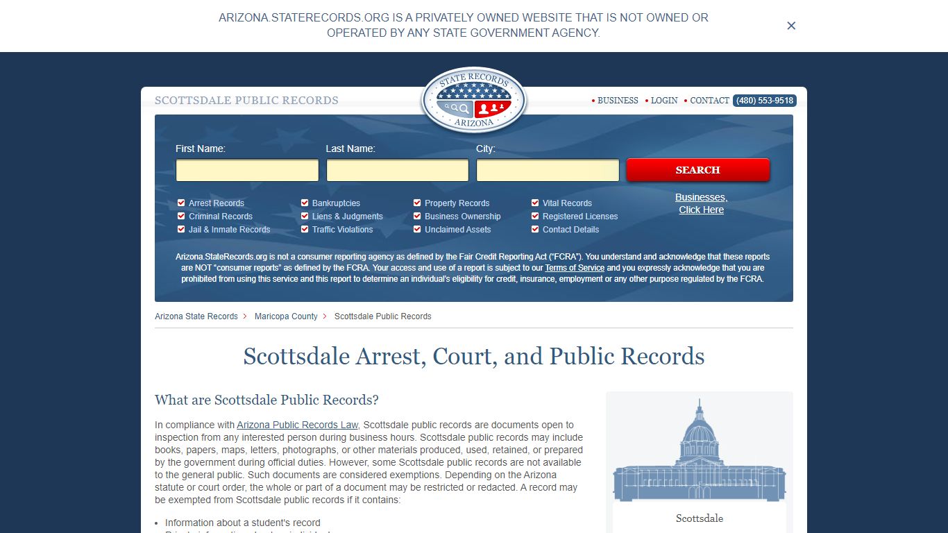 Scottsdale Arrest, Court, and Public Records